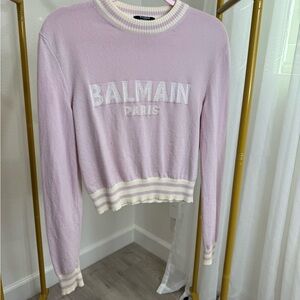Balmain Paris Lavender Logo Knit Sweater